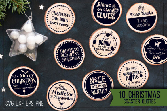 Christmas Coasters - Funny Quotes Graphics for Crafts