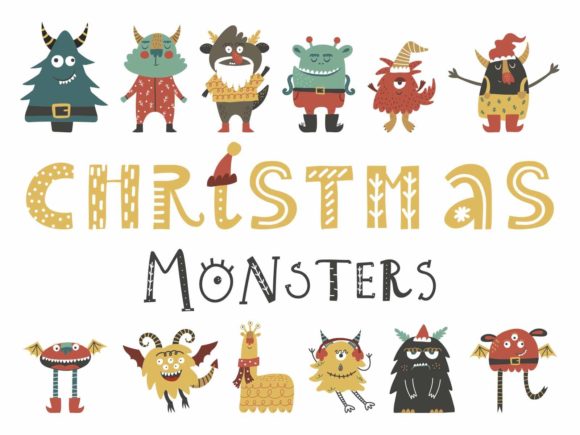Christmas Monsters - Cartoon Characters Graphics for Crafts