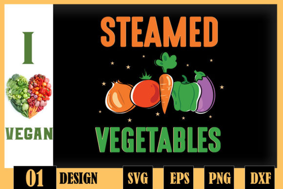 Funny Vegan Steamed Vegetables Graphics for Crafts & Blogs