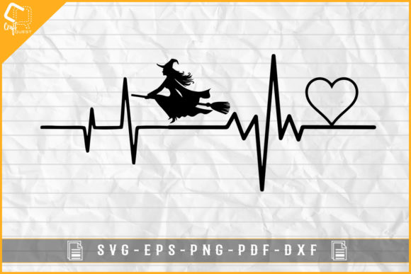 Halloween Witch Heart Beat Tshirt Design Graphics and Crafts Review