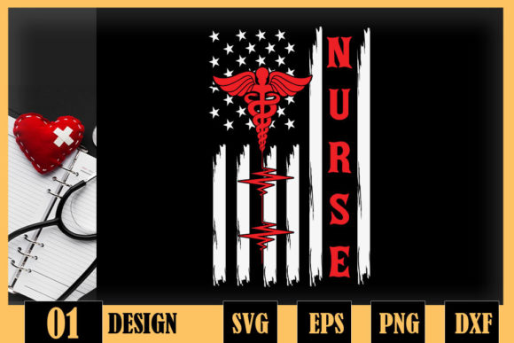 Nurse American Flag US Patriotic Nursing Graphics in Crafts