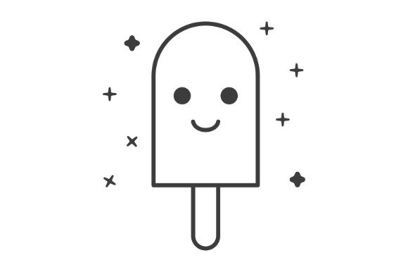 Smiling and Funny Ice Cream Illustration for Graphics & Crafts