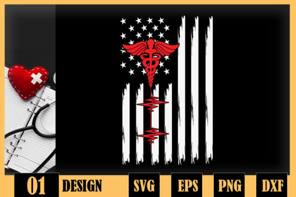 Thin Red Line USA Flag Nurse Graphics for Crafts and Content